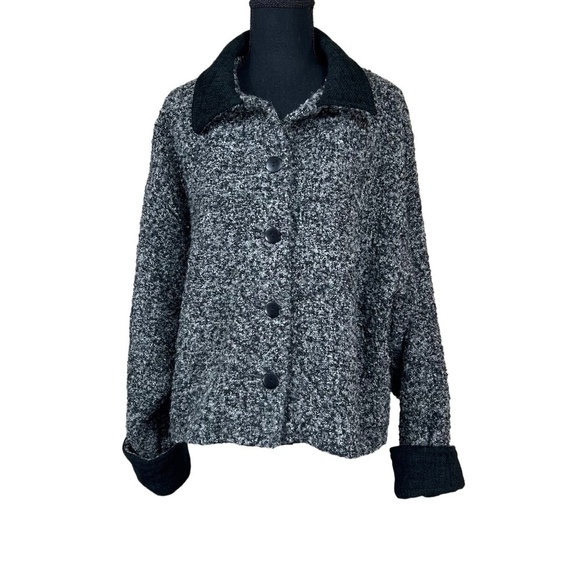 Weave of the Irish Gray Black Wool Boucle Jacket Blazer Ireland Size L - Picture 1 of 9